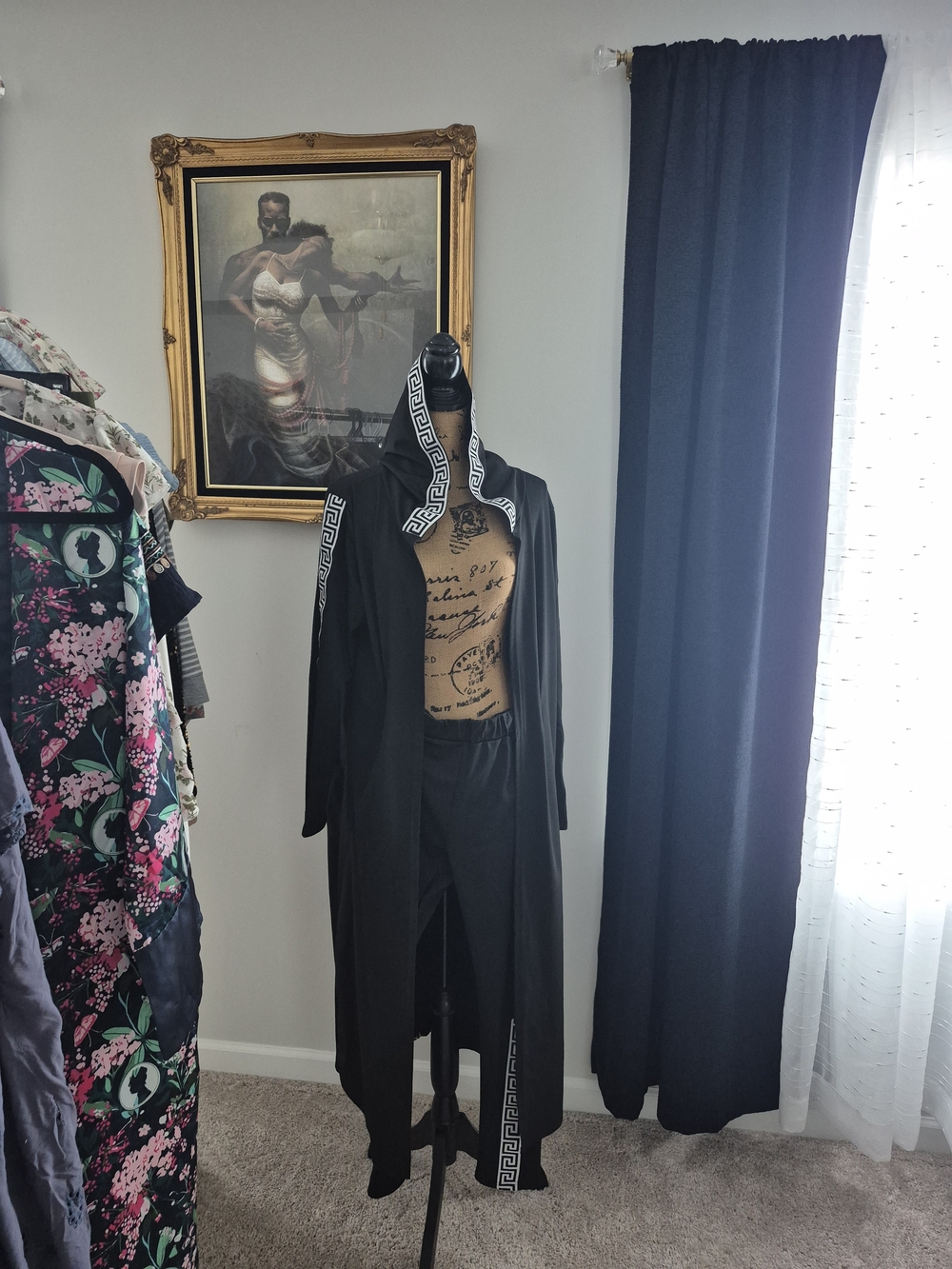 & Other Stories Black Hooded Longline Trench with Contrast Trim